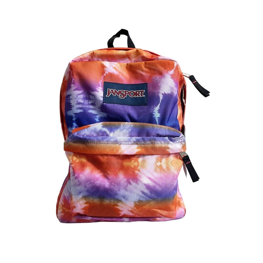 NWT JANSPORT Tie-Dye Superbreak School Backpack Pink Purple Orange Padded